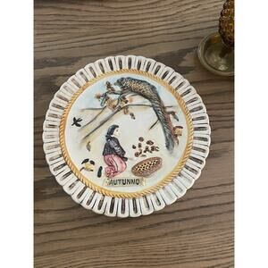 Vintage 1970s Il Falco Ceramica Italiana Four Seasons Wall Plates Italy AUTUNMO